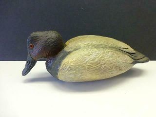 Vintage Signed 6 Redhead Duck Decoy Hand Carved & Painted Glass Eyes 12 1/2 "
