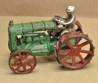 Vintage Red Green Arcade Fordson Tractor Cast Iron Toy