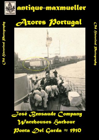 East Asia Fleet German Gunboat Visit Azores Portugal Bensaude Comp.  3x - ≈ 1910