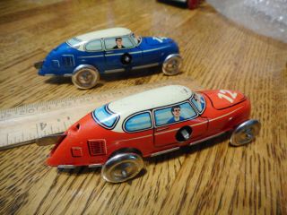 Vintage TIPPCO Race Car set Tin wind up Toy w Box W Germany 2