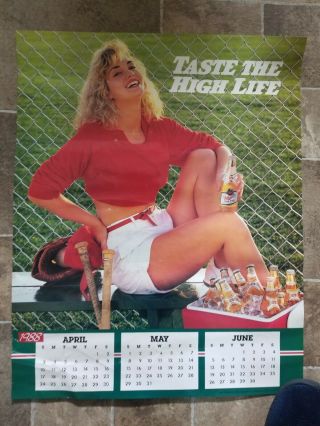 Miller High Life Beer Sexy Girl Baseball Poster Calendar Man Cave Game Room