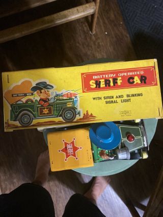 RARE Showa Vintage Battery Operated Tin Sheriff Car With Sirens And Lights 3