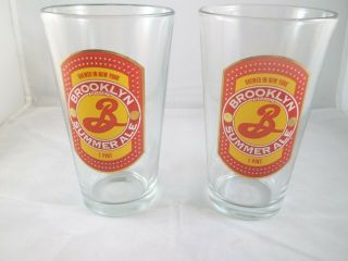 2 Brooklyn Brewing Summer Ale Pint Glasses