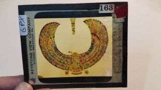 Colored Glass Magic Lantern Slide Gpx Cairo Egypt King Tut Collar Or Nekhebet