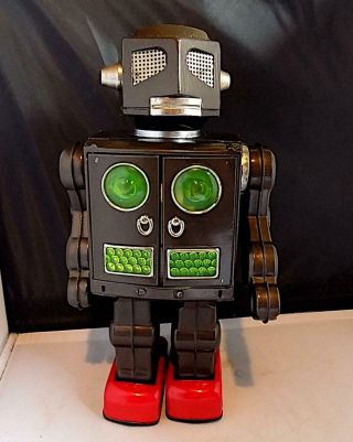 Vintage Tin Battery - Operated Brown Attacking Martian Robot,  Horikowa (sh) Japan