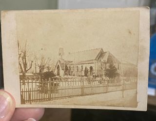 1860’s Cdv Photo St Timothy’s Pe Church Episcopal Roxborough Philadelphia Sgn