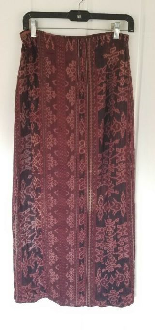 Vintage Indonesian Ikat Tube Wrap Skirt Paneled Textile Woven Handmade Dyed