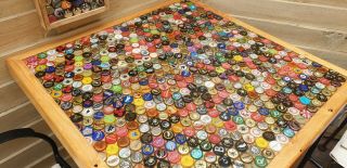100 different Beer Bottle Tops,  Crown Caps,  for bar/table tops No Creases. 2