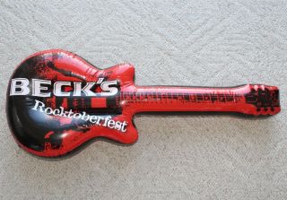 Vintage Beck’s Rocktoberfest Inflatable Blow - Up Guitar By Sterling Products