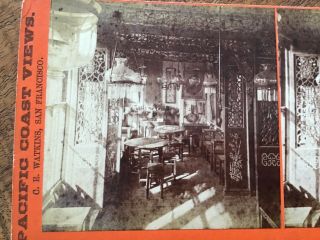Carleton E.  Watkins San Francisco Chinese Restaurant Interior 1870s Stereoview