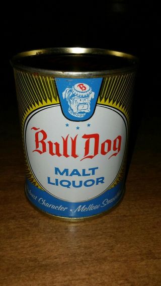 Bull Dog Stout Malt Liquor 8oz.  Flat Top Beer Can.  " Can "