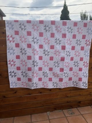 Vintage Handmade Quilt - Double X - Old Maid’s Puzzle - Cat’s Cradle
