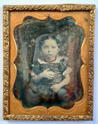 Sixth Plate Daguerreotype Of A Child Wearing Jewelry