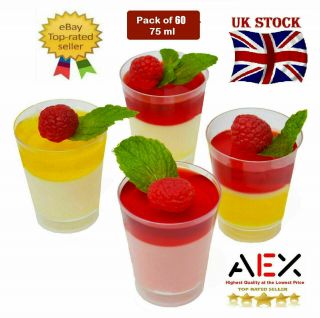 Aex 60 Round Reusable Plastic Shot Glasses Dessert Cups Disposable Glass Drinks
