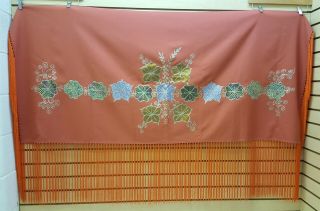 Peach Handcrafted Flower Design Native American Indian Dance Shawl By Gus Black