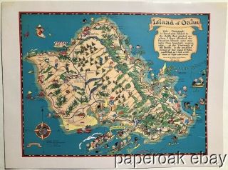 Ca1931 Four Cartograph Maps Of Hawaiian Islands By Ruth Taylor White