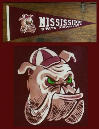 Vintage Mississippi State University Bulldogs Football Pennant Wow