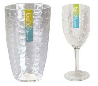 Plastic Wine Goblet Set Drinks Tumbler Glasses Bbq Outdoor Dining Party Dimple