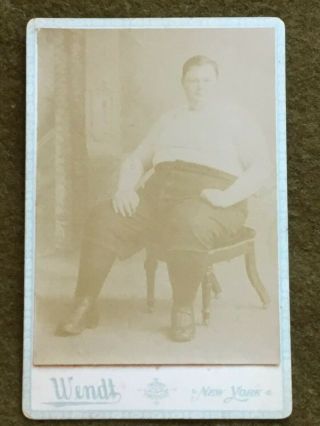 1890s Era Cabinet Card Circus Or Carnival Side Show Fat Man By Wendt,  York