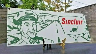 Vintage Sinclair Gasoline Porcelain Route 66 Dino Gas Service Station Sign