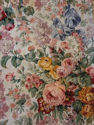 Vintage Ralph Lauren Allison Roses Lilacs King Flat Sheet Cottage Shabby Chic ❤