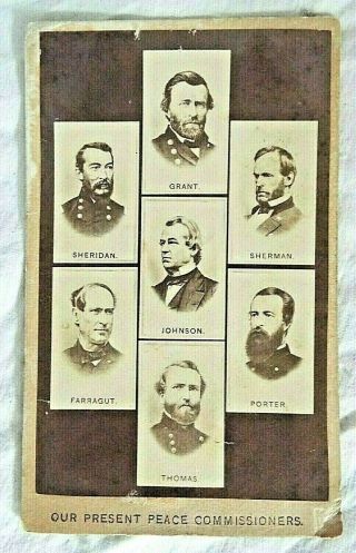 Antique 1860s Post Civil War Generals Peace Commissioner Cdv Photo Grant Sherman