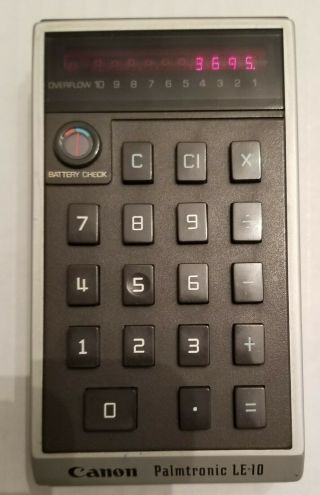 Vintage Canon Palmtronic Le - 10 Calculator With Case