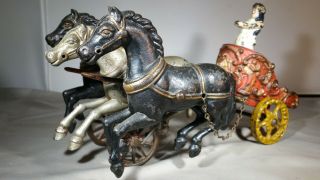 1910s Hubley Cast Iron Horse Drawn Royal Circus Chariot W/ Lady Driver - 11 " Long