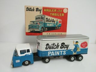 Rare Vintage Linemar Toys Japan Dutch Boy Paints Tin Friction Truck Mib Sb177