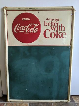 Things Go Better With Coke Coca - Cola Button Sign Vintage Chalkboard Menu Display