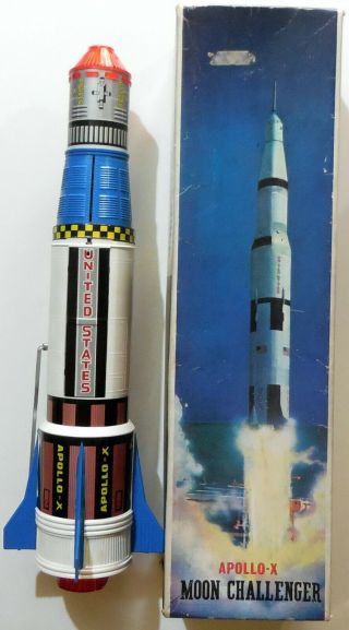 Vintage Tin Plastic Toy Apollo - X Moon Challenger T.  N.  Nomura Japan 1970s