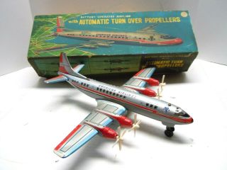 Rare T.  N/nomura Battery Op 1958 Japan Tin Aa Airplane.  &.  Nres