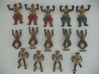 Grey Iron Cast Iron Figures: 14 Clever Clowns Blue Red,  Sailor Sam,  Grey Craft