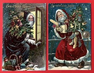 Vintage Santa Postcards (2) Valentine 