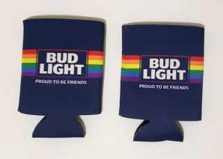 Bud Light Rainbow Lgbt Pride - Proud To Be Friends - Can Koozie - Set Of 2