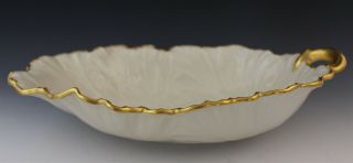 Vintage Signed Lenox Porcelain Gold Gilt Large Sculpted Leaf Salad Serving Bowl
