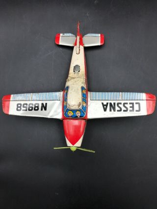 Vintage Marx Tin Litho Hanger and Vintage Tin Friction Cessna Airplane 2