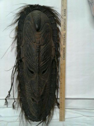 Vintage Wood Handcarved Decorative Tribal Face Mask 24 " Serpent Bird Beak Voodoo