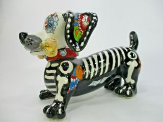 11 " Talavera Dog Puppy Colorful Ceramic Pottery Mexican Day Of The Dead Figurine