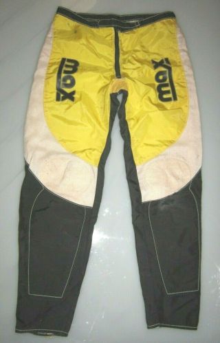 Vintage Max Usa Race Pants 34 " Black White Yellow Torker Old School Bmx