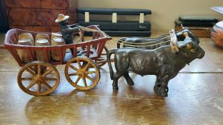 Vintage Toy Dent Kenton Hubley,  Ives? Ox Team Wagon Cast Iron