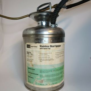 Vintage Sears Craftsman Stainless Steel Sprayer W/ Funnel Top 2 Gallon