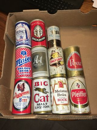 Antique 11 Tab Top Beer Cans From The 60s And 70s