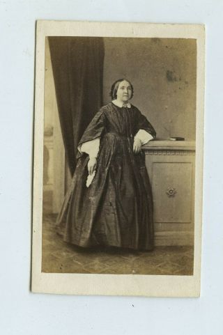 Woman In Black Crinoline Dress Cdv Photo C1858 Maddison Of Huntingdon