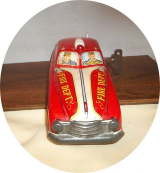 Fire Chief Car Siren Light & Wind Up Work Marx Dick Tracy Series