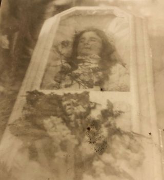 Vintage 1900s Victorian Woman Glass Coffin Funeral Post Mortem Photo
