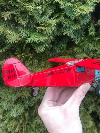 Cragstan Tin Toy Friction Airplane Spirit of St Louis Charles Lindbergh Japan 3