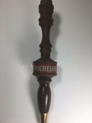 Vintage Michelob Beer Tap Handle 10 Inch Wood And Brass