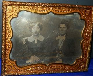 Quarter Plate Size Daguerreotype Of Young Couple In A Brass Frame