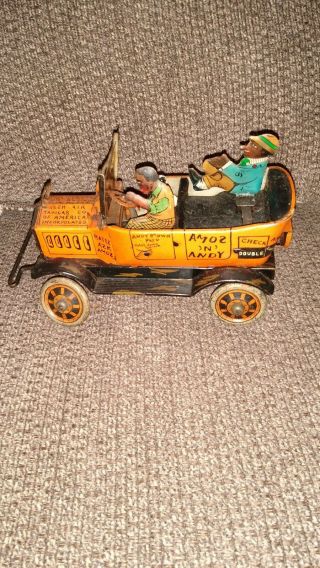 VINTAGE 1930S TIN WIND UP TOY MARX AMOS AND ANDY FRESH AIR TAXI CAB 2